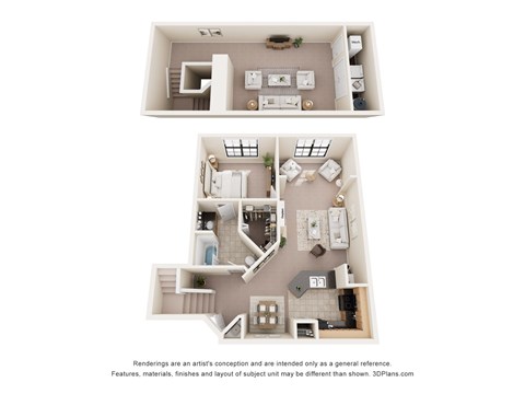 Floor plan for 1 bed, 1 bath, 1136 sqft